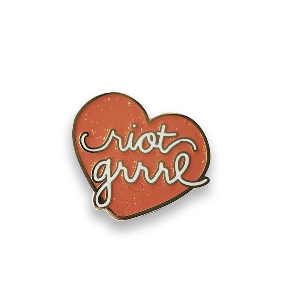 Riot Grrrl Lapel Pin (peach glitter) - Sad Truth Supply